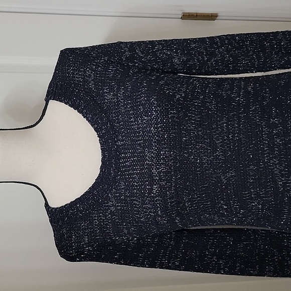 Kenar Size S Navy Blue with Silver Thread Long Sleeve Sweater, Gently Used Cond - Picture 2 of 10